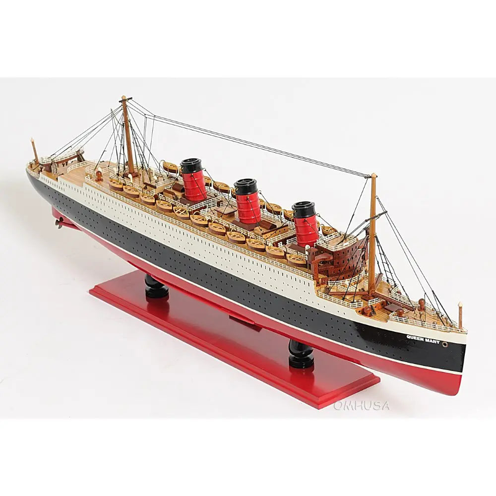 Queen Mary Model Cruise Ship with Display Case