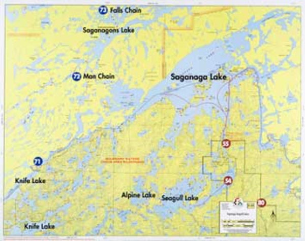 Saganaga Lake, Seagull Lake Wall Map