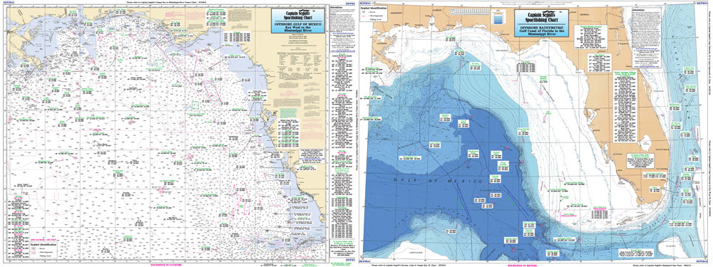 Fl,AL,MS,LA Bathymetric Keys to the Mississippi River-KWM44 Large