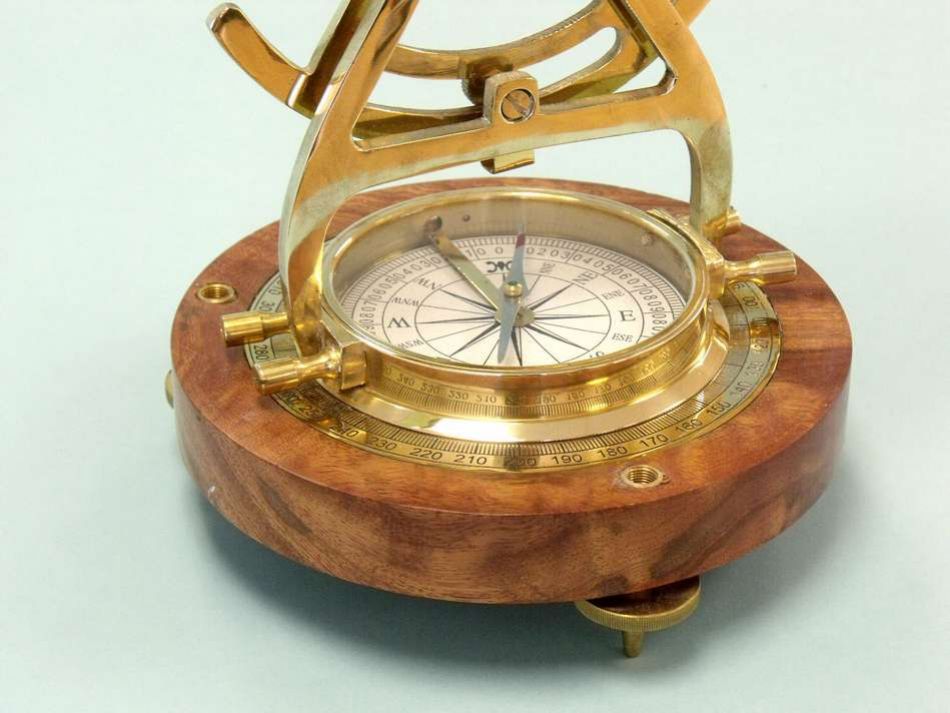 Solid Brass Alidade Compass 14"