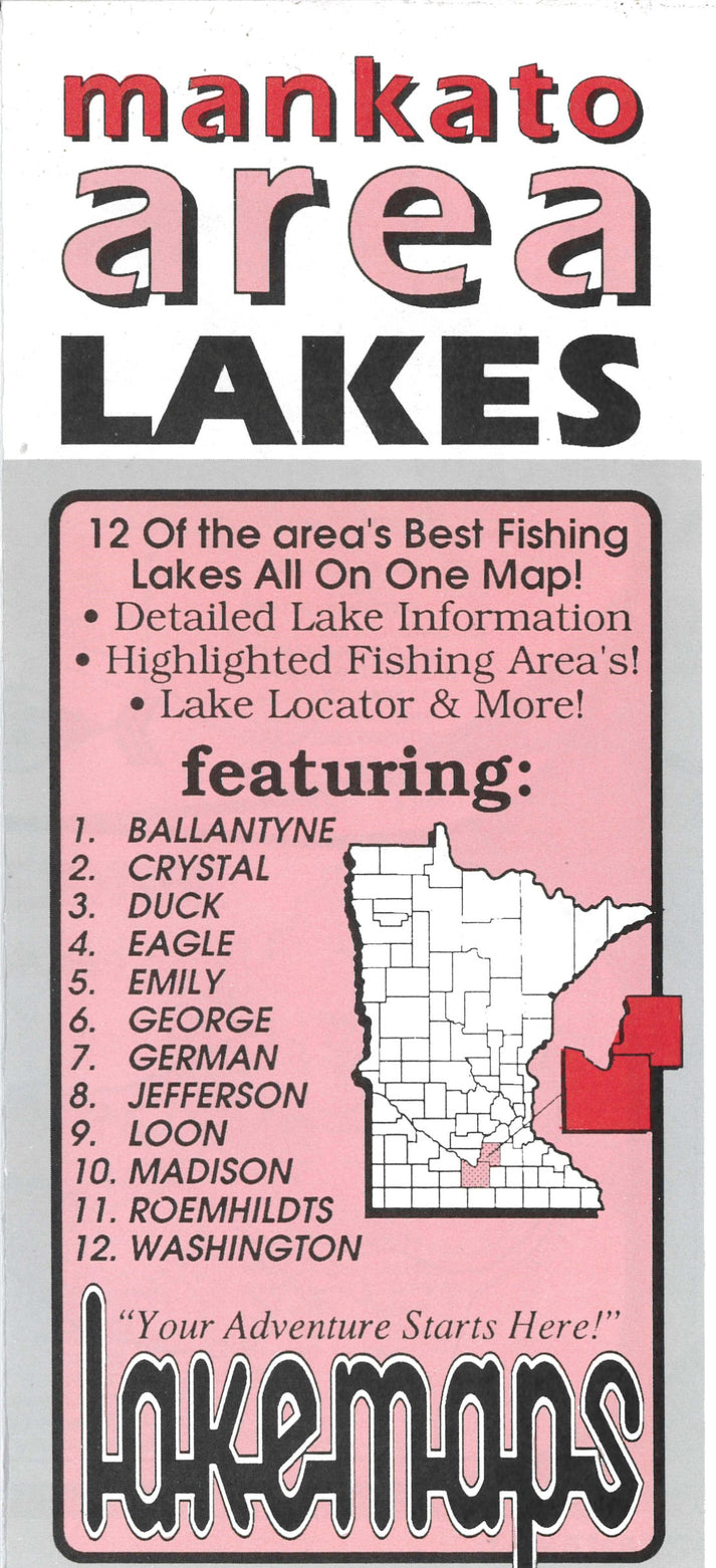 Mankato Area Lakes Fishing Map #90101