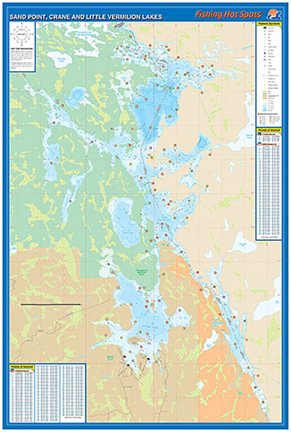 Sand Point, Crane, and Little Vermilion Lakes Fishing Wall Map