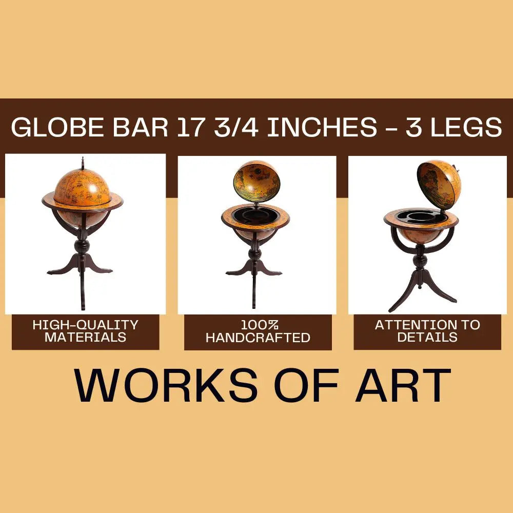 World Globe Bar 17 3/4 inches - 3 legs-NG003