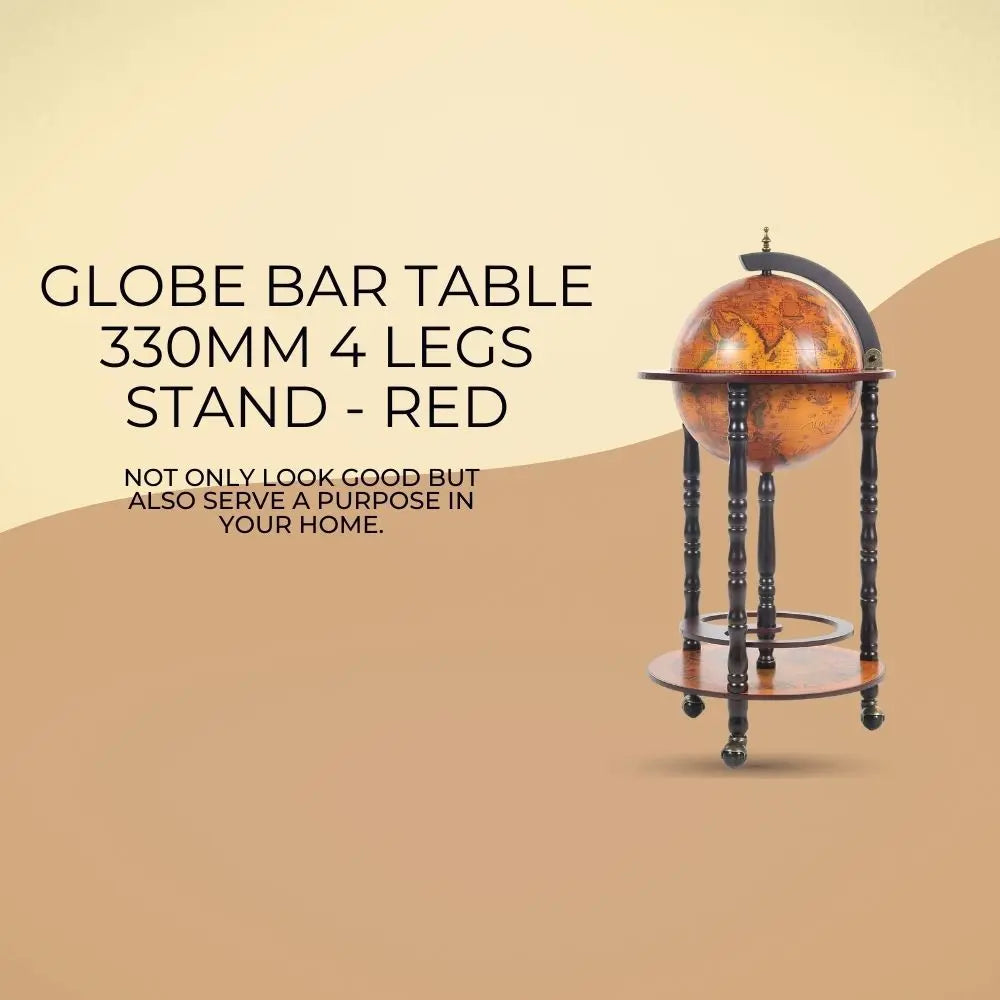 World Globe Bar Table 4 Legs Stand - Red-NG018