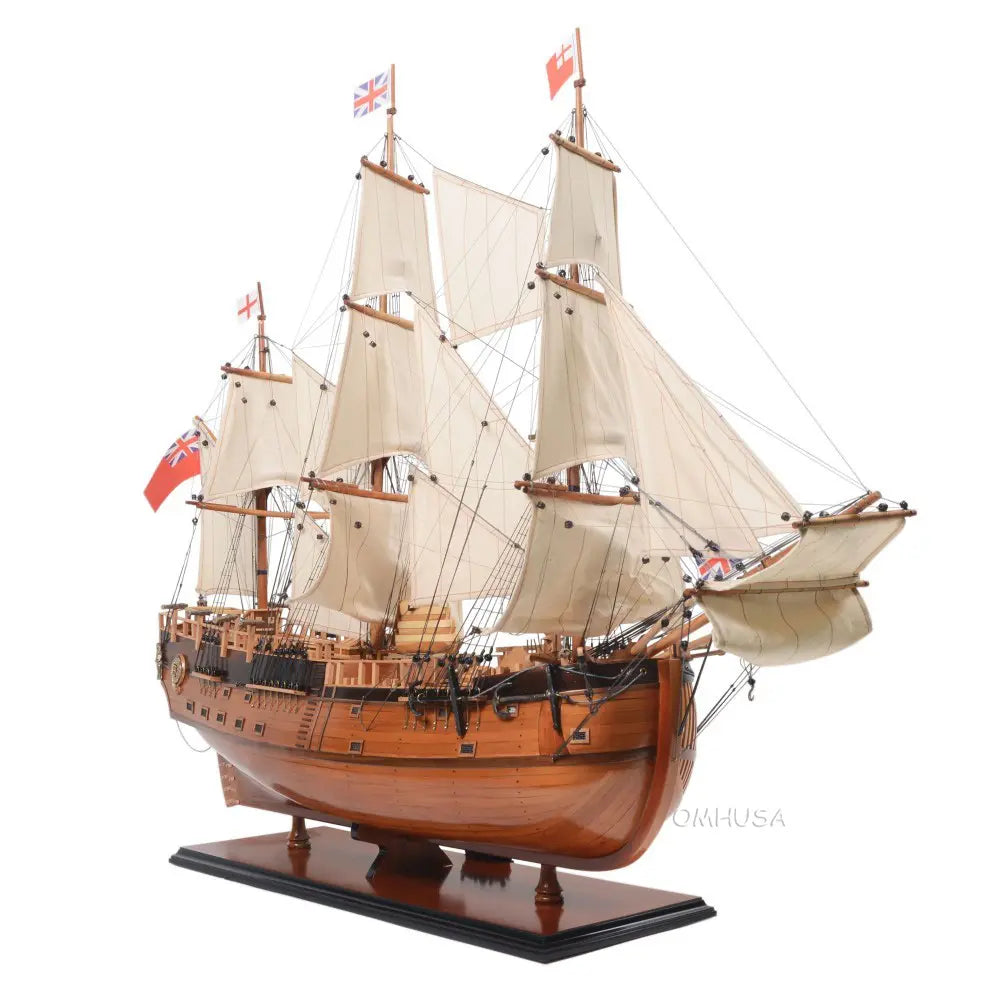 HMS Endeavour Model Ship With Open Hull Display