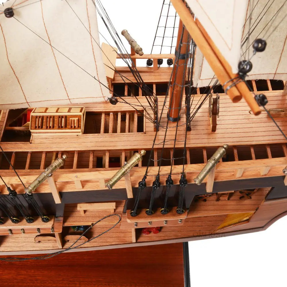 HMS Endeavour Model Ship With Open Hull Display