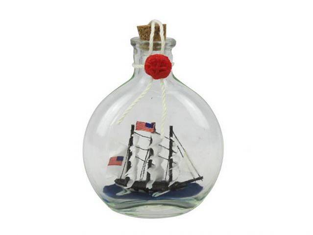 USS Constitution Model Ship in a Glass Bottle 4"