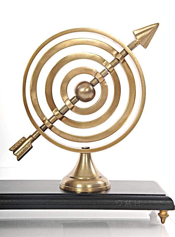 Armillery/Clock & World Globe On Wood Base-AK031