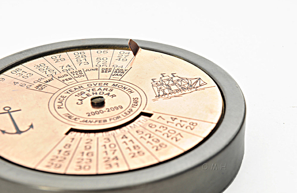 Brass 100 Year Calendar & Compass Quote Set
