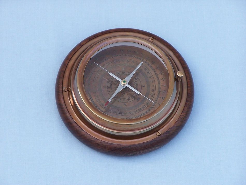 Antique Brass Directional Desktop Compass 6"