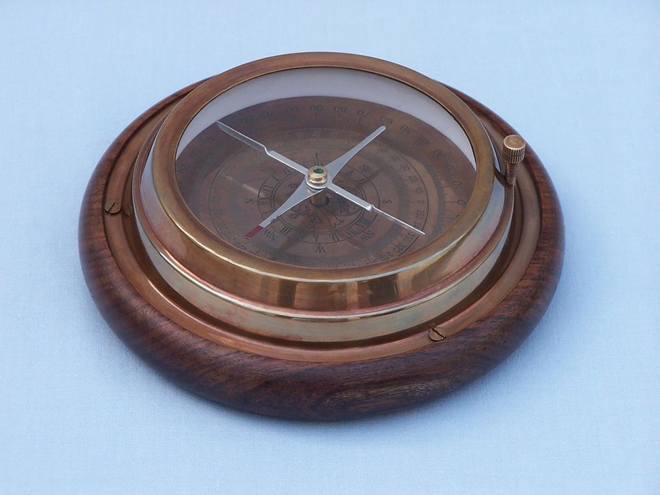 Antique Brass Directional Desktop Compass 6"