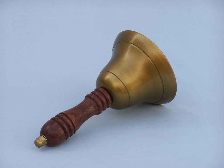 Antique Brass Hand Bell 7"
