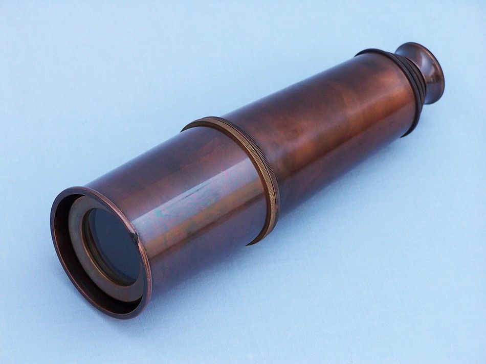 Deluxe Class Admiral's Antique Copper Spyglass Telescope 27" with Rosewood Box