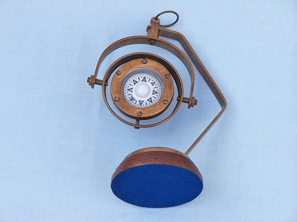 Antique Brass Hanging Compass 8"