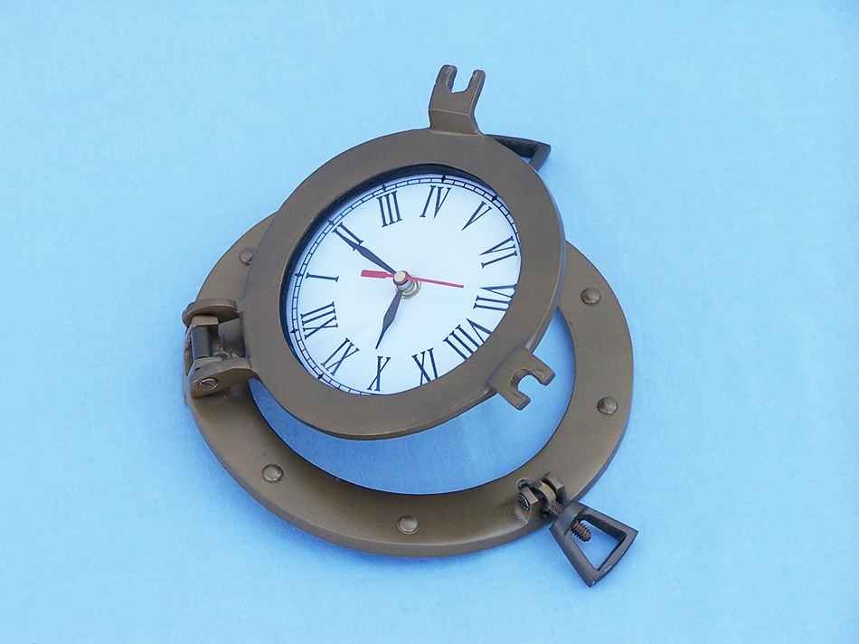 Antique Brass Decorative Ship Porthole Clock 12"
