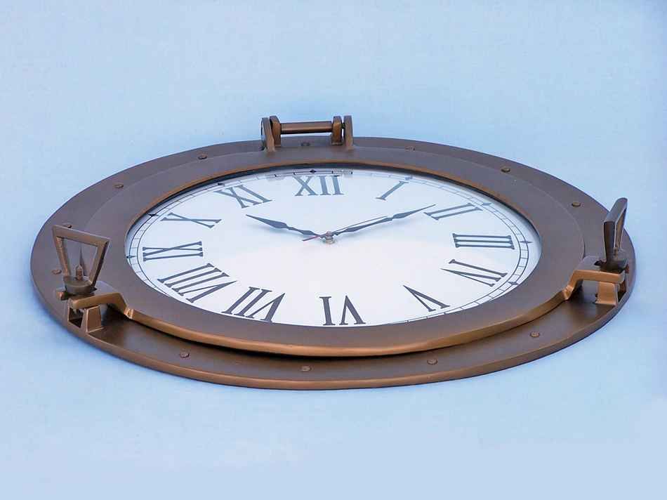 Antique Brass Decorative Ship Porthole Clock 24"