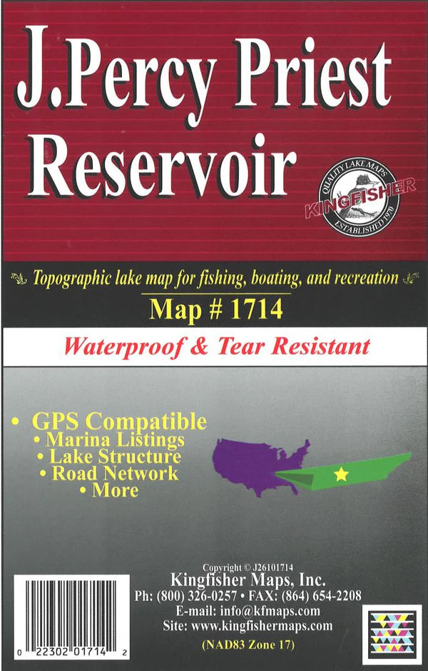 J. Percy Priest Reservoir Fishing Map - 1714