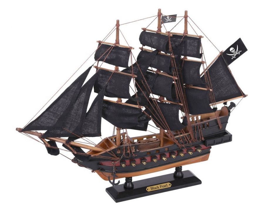 Wooden Black Pearl Black Sails Limited Model Pirate Ship 15"