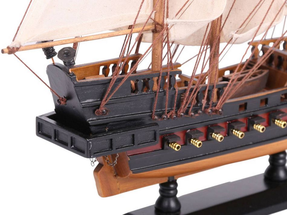 Wooden Black Pearl White Sails Limited Model Pirate Ship 15"
