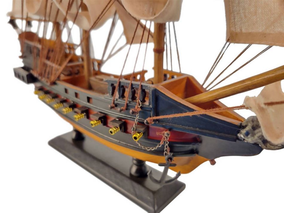 Wooden Black Pearl White Sails Limited Model Pirate Ship 15"