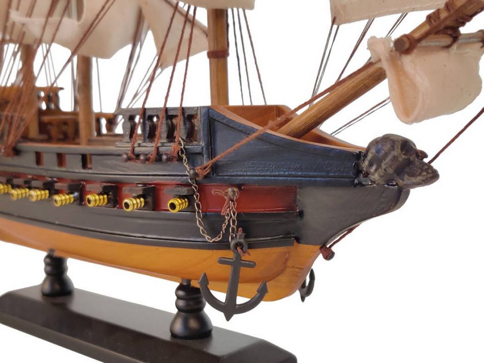 Wooden Black Pearl White Sails Limited Model Pirate Ship 15"