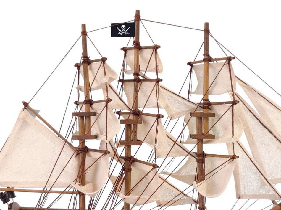 Wooden Black Pearl White Sails Limited Model Pirate Ship 15"