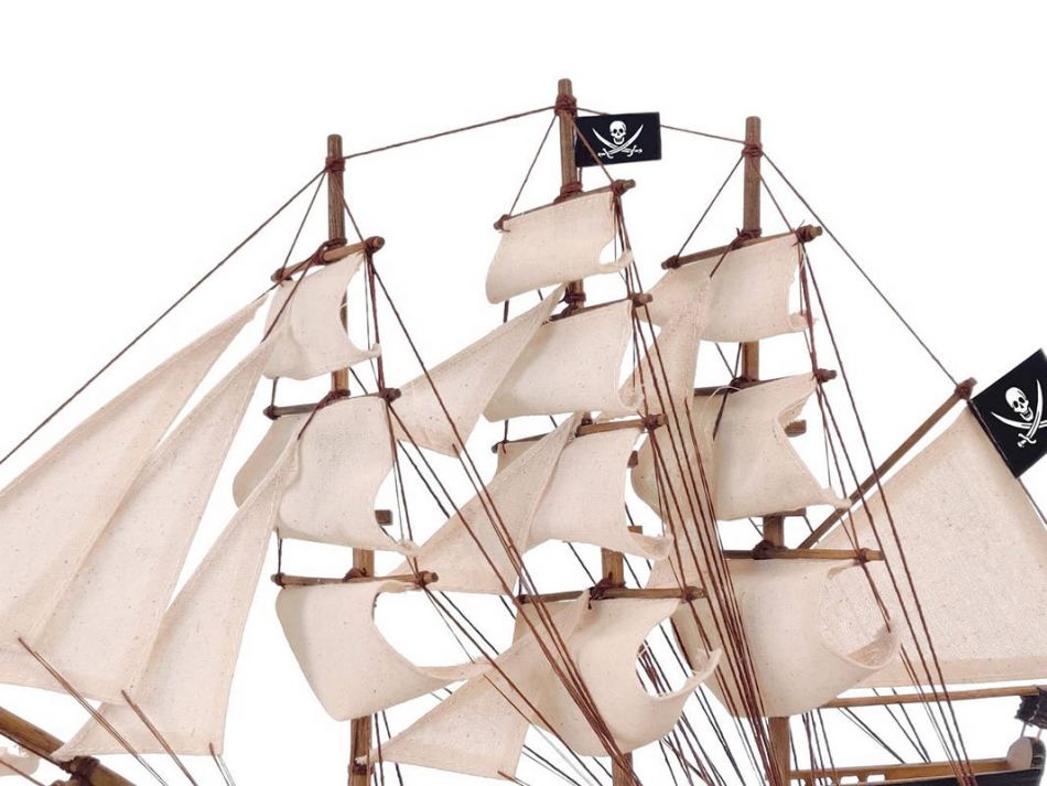 Wooden Black Pearl White Sails Limited Model Pirate Ship 15"