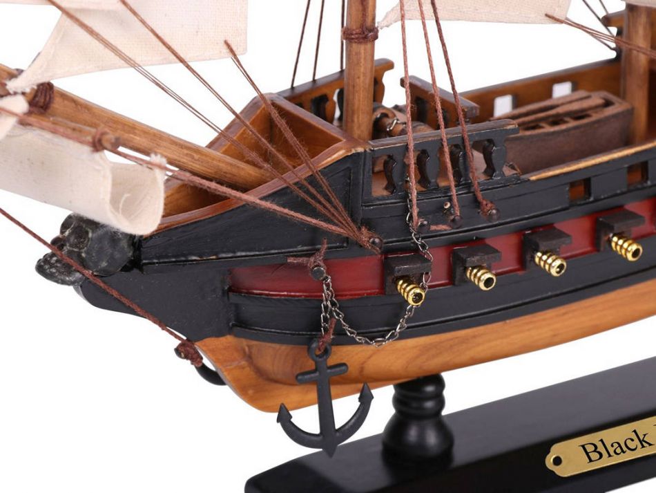 Wooden Black Pearl White Sails Limited Model Pirate Ship 15"