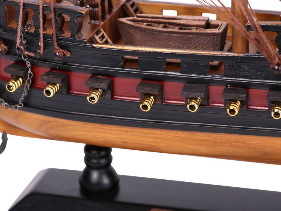Wooden Black Pearl White Sails Limited Model Pirate Ship 15"