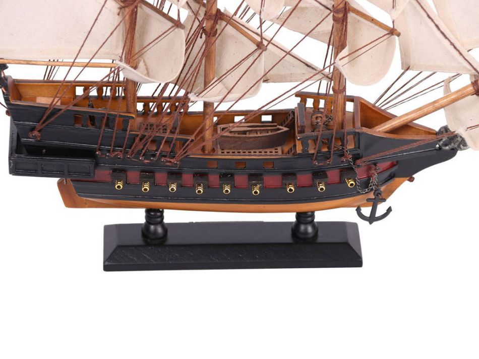 Wooden Black Pearl White Sails Limited Model Pirate Ship 15"
