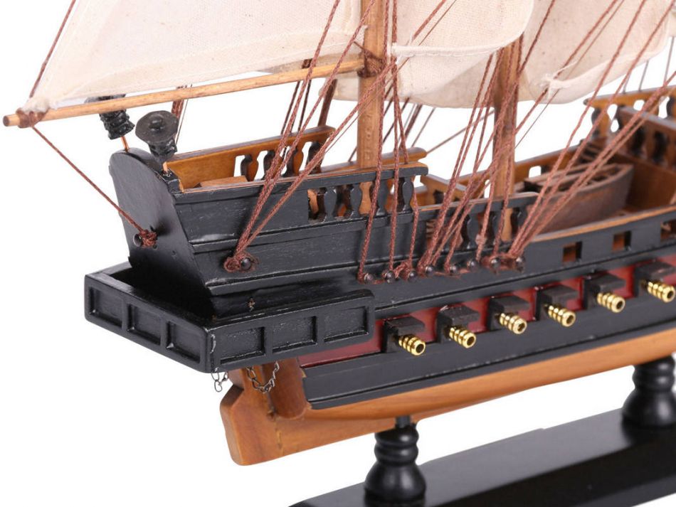 Wooden Captain Hook's Jolly Roger from Peter Pan White Sails Limited Model Pirate Ship 15"