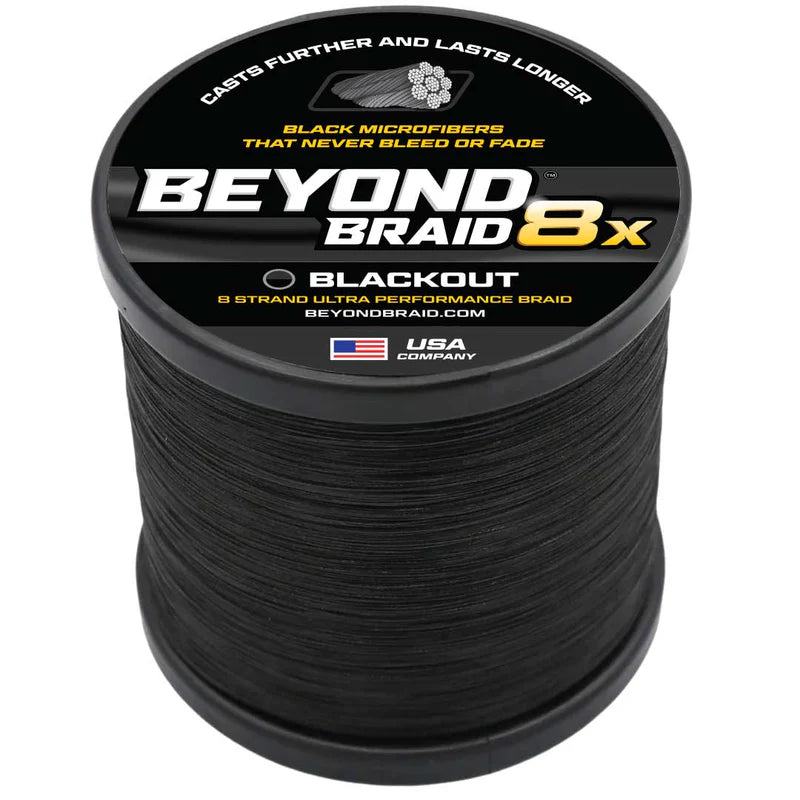 BEYOND BRAID BLACKOUT 8X NO FADE BRAID - ULTRA PERFORMANCE 8 STRAND 300 Yards 8-60lb Test