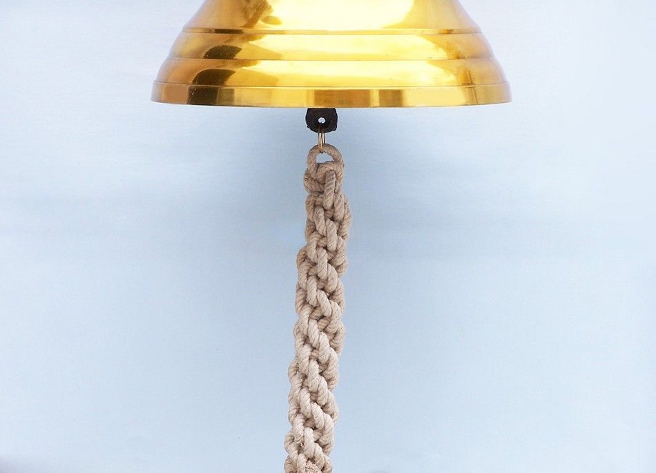 Brass Hanging Anchor Bell 21"