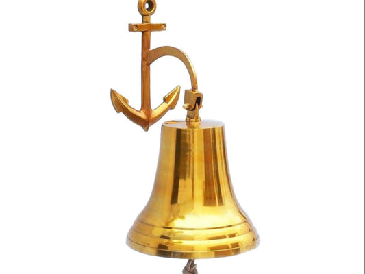 Brass Hanging Anchor Bell 21"