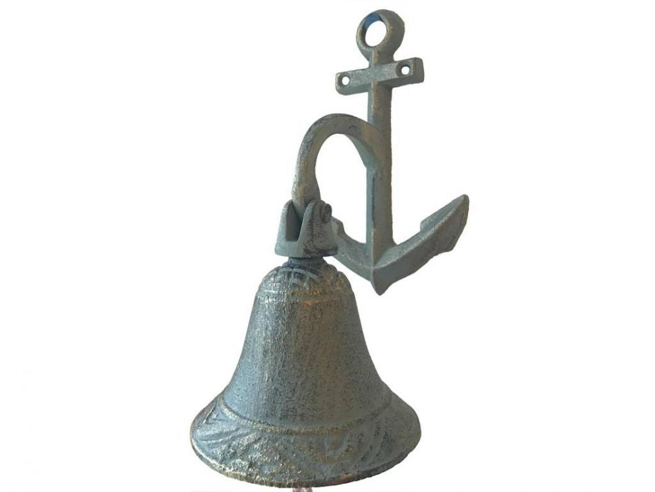 Antique Bronze Cast Iron Wall Hanging Anchor Bell 8"