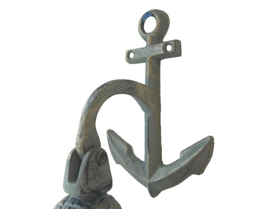 Antique Bronze Cast Iron Wall Hanging Anchor Bell 8"