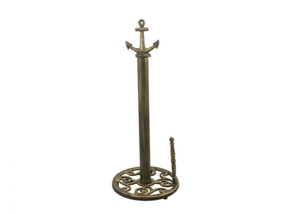 Rustic Gold Cast Iron Anchor Paper Towel Holder 16"