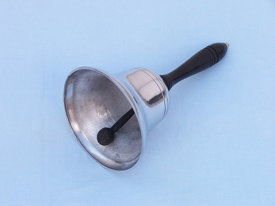 Chrome Hand Bell with Black Handle 11"