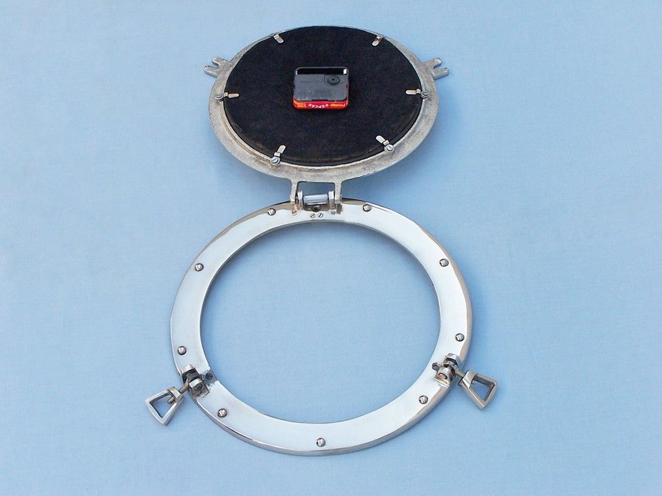 Chrome Decorative Ship Porthole Clock 12"