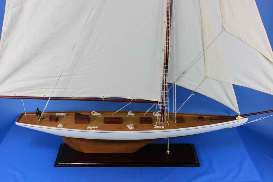 Wooden Columbia Model Sailboat Decoration 60"