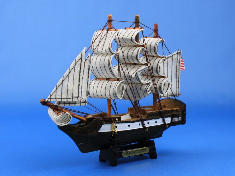 Wooden USS Constitution Tall Model Ship 7"