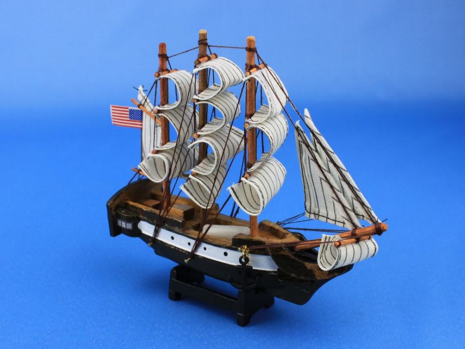 Wooden USS Constitution Tall Model Ship 7"