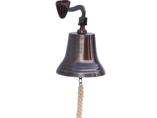 Antiqued Copper Hanging Ships Bell 11"