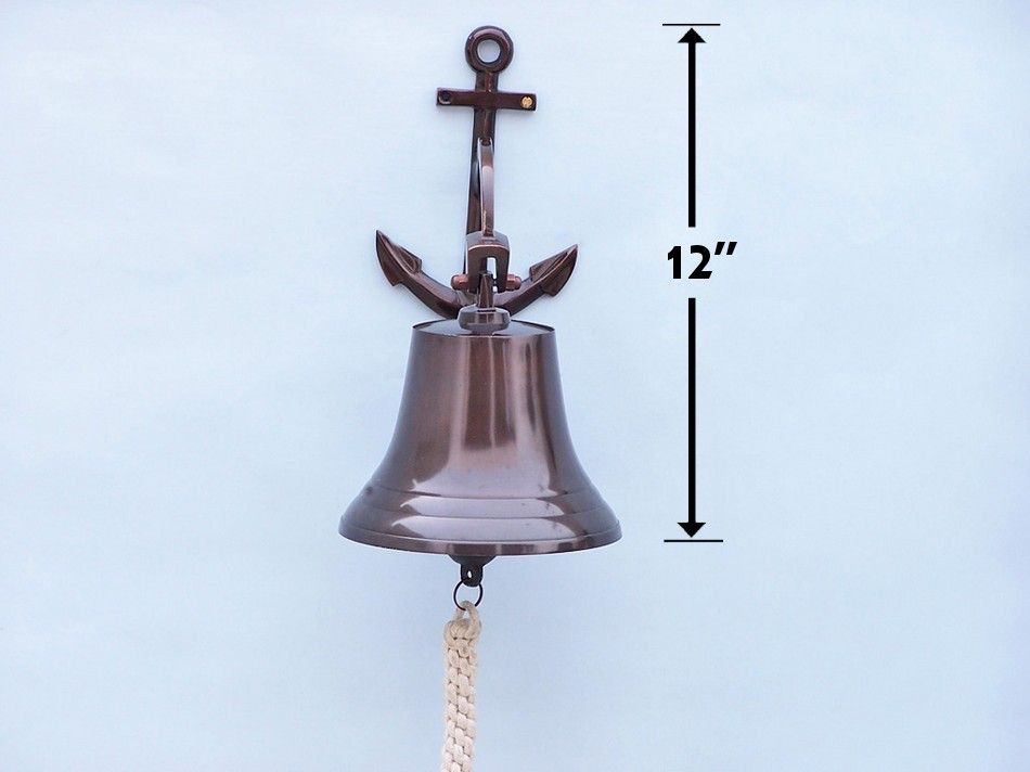 Antique Copper Hanging Anchor Bell 12"