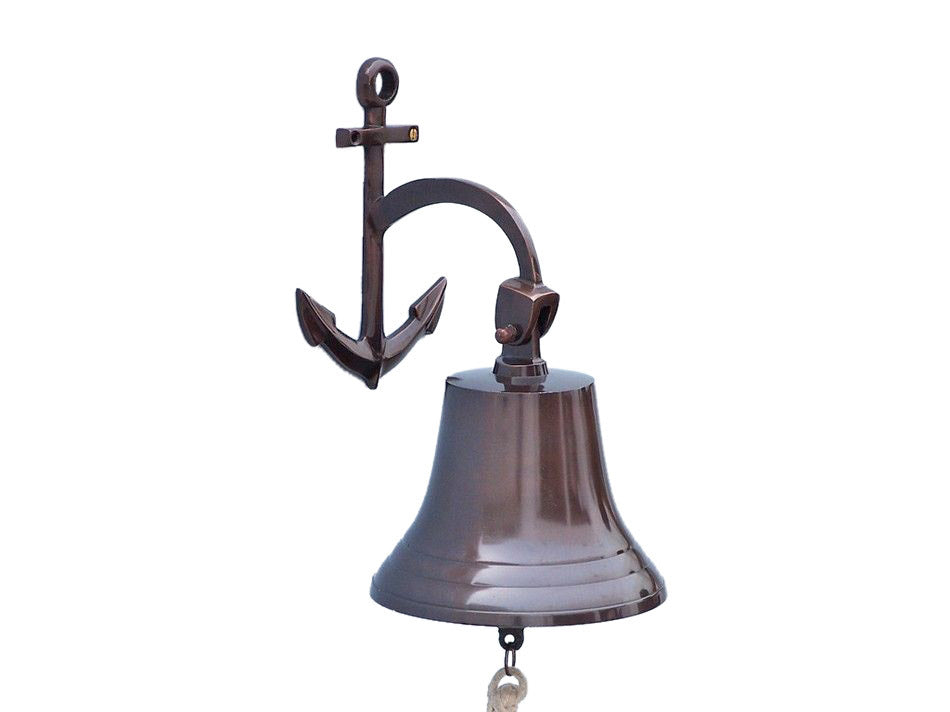Antique Copper Hanging Anchor Bell 12"