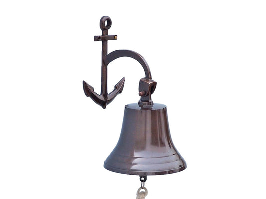Antique Copper Hanging Anchor Bell 12"