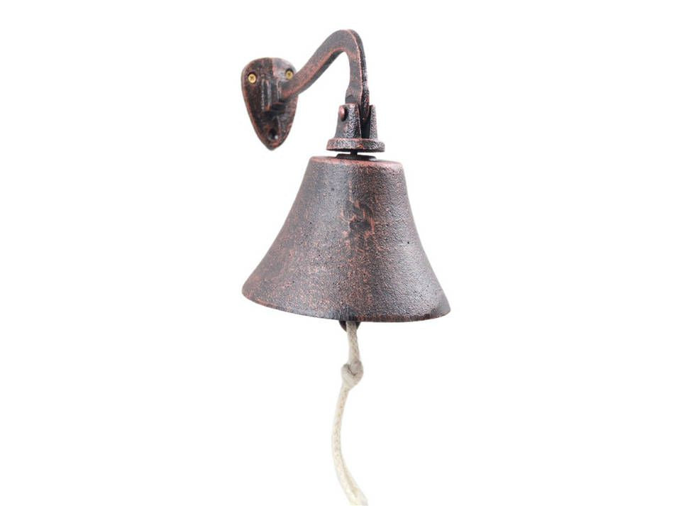 Rustic Copper Cast Iron Hanging Ship's Bell 6"