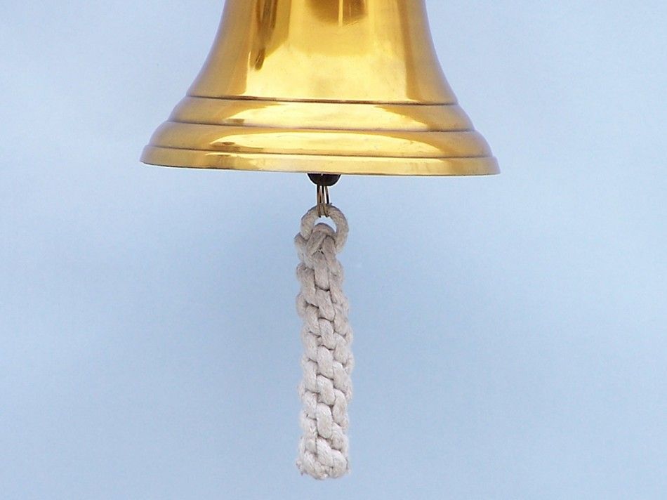 Brass Plated Hanging Ship Wheel Bell 8"