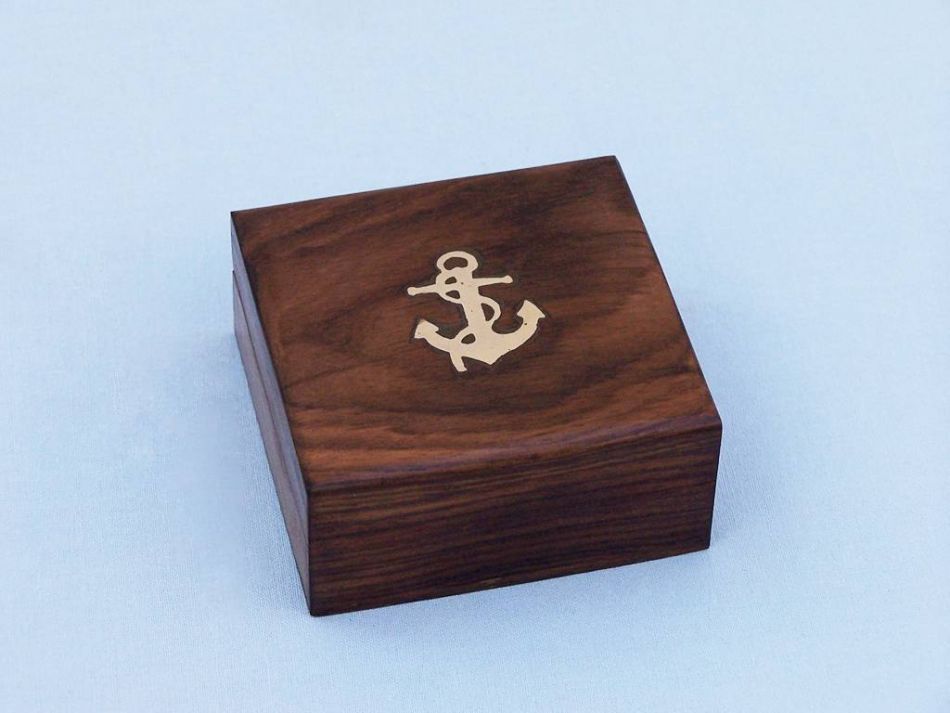 Robert Frost Road Not Taken Compass with Rosewood Box 4"