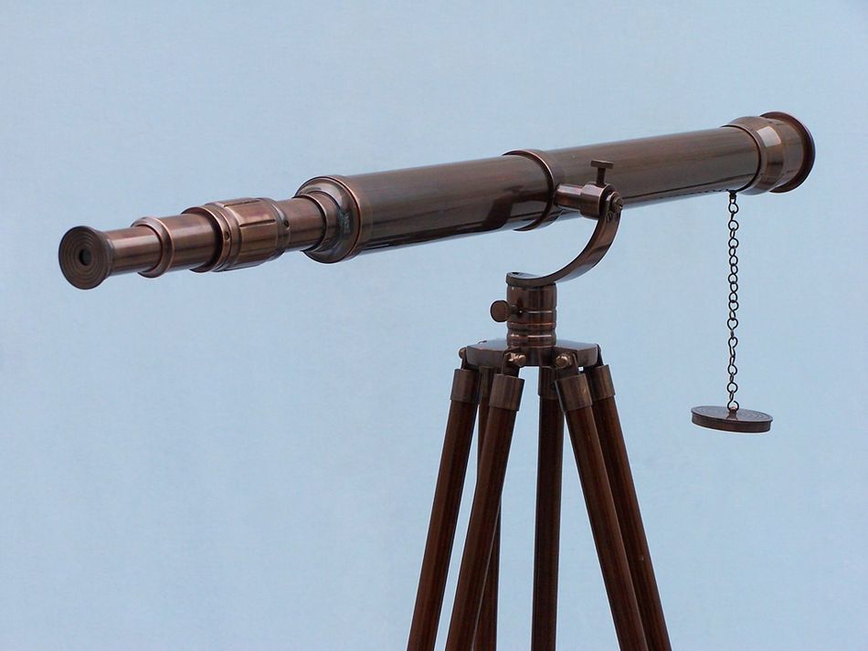Floor Standing Antique Copper Galileo Telescope 65"